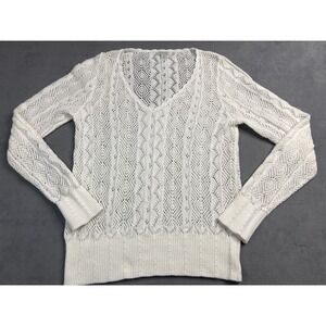 Sundance Sweater Womens Medium White Crochet Cotton‎ Linen Summer Beach Coastal